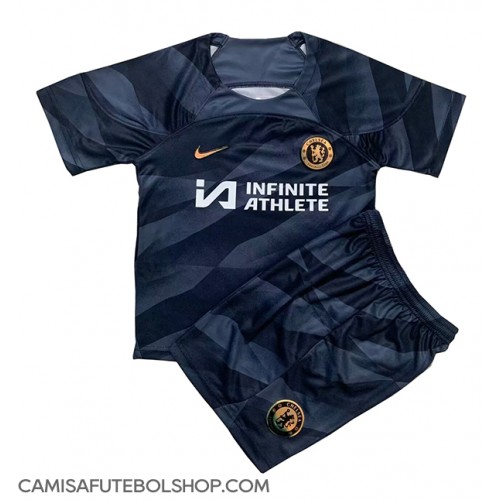 Camisa de time de futebol Chelsea Goleiro Replicas 1º Equipamento Infantil 2023-24 Manga Curta (+ Calças curtas)